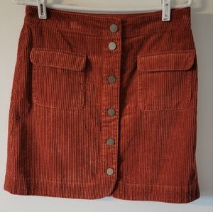 LOFT button down burnt orange skirt